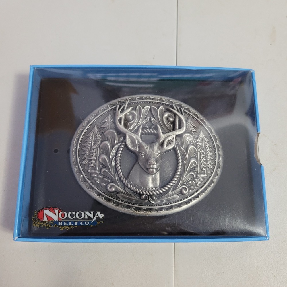 Nocona Belt Co Mens Silver Tone Deer Head Oval Western Belt Buckle 37901 Gift